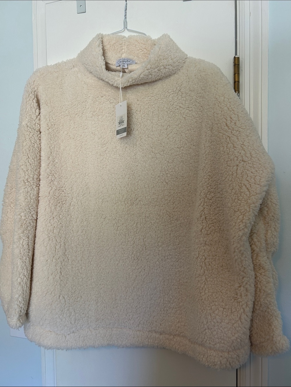 Mud Pie Cream Sherpa Mockneck Sweater